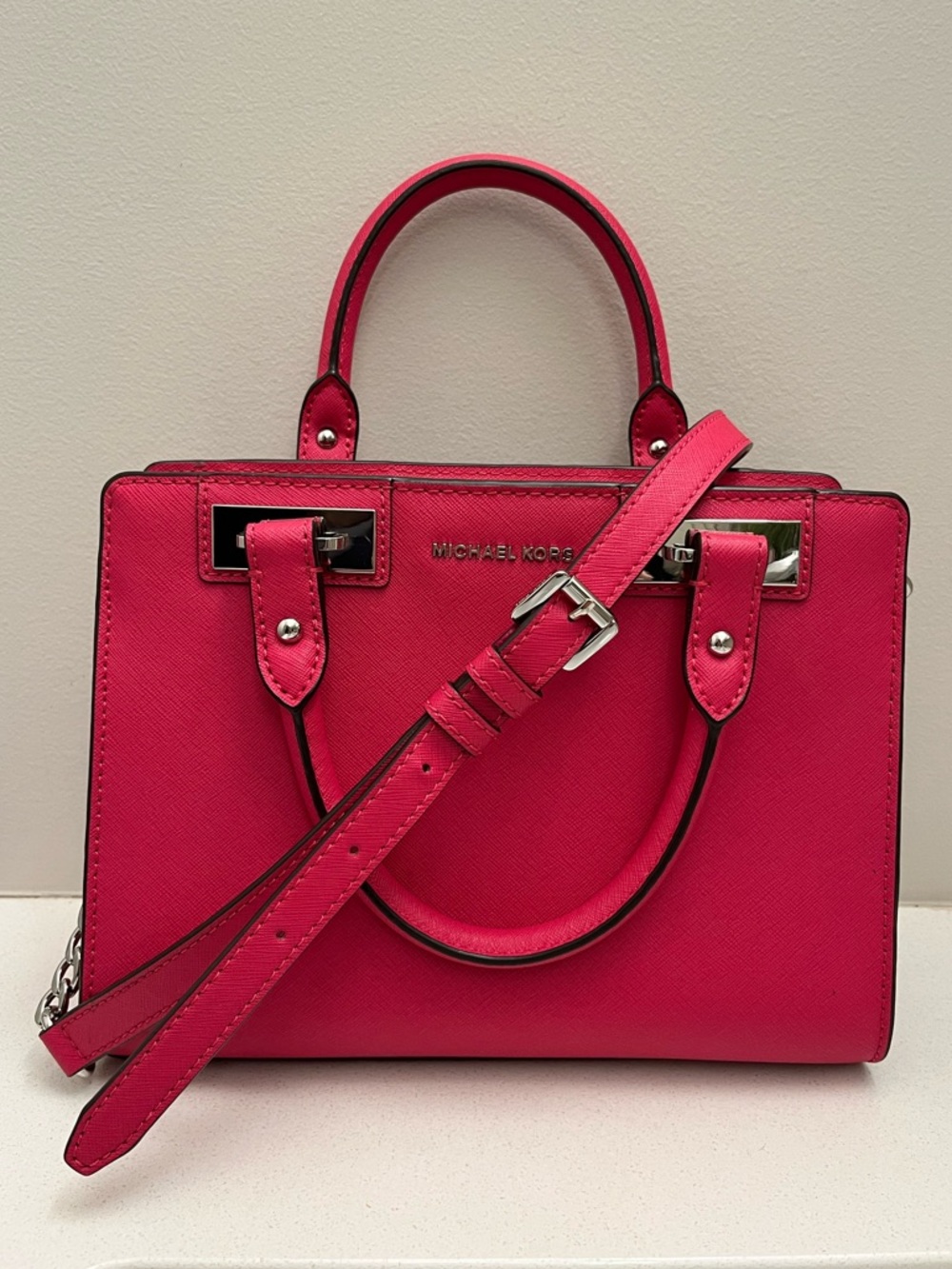 Michael Kors Bright Pink Crossbody/Shoulder Bag with Strap